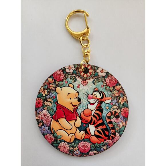 Winnie the Pooh and Tigger Floral Keychain Bag Clip - Picture 2 of 2